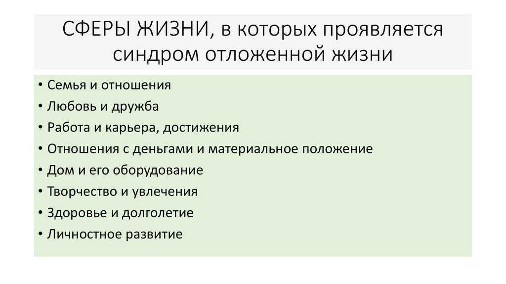 Синдром отложенной жизни: почему возникает, признаки, тест, примеры, лечение