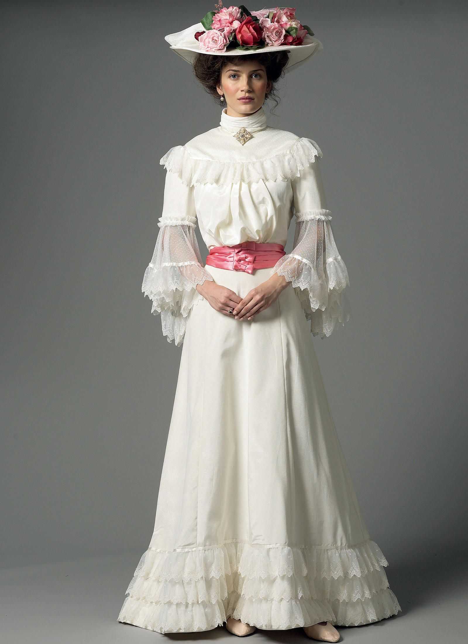 Викторианский стиль в одежде женщины и мужчины, свадебные и вечерние платья, пальто и пуховики, блузки и юбки
