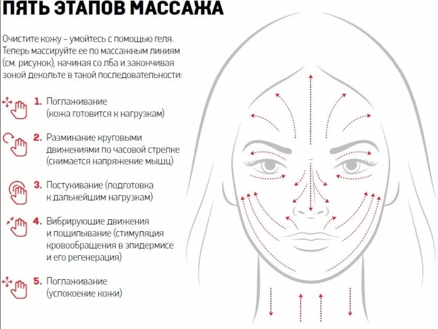 Массажные линии лица и шеи: техника выполнения массажа и схемы на картинках и фото